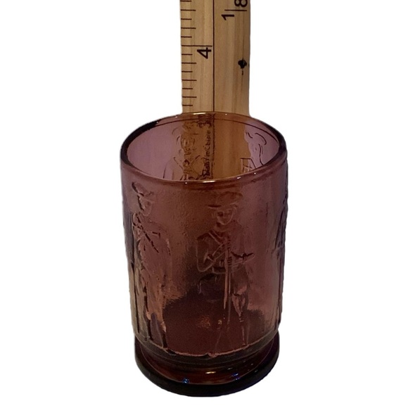 Vintage Wheaton Amethyst Purple Juice Glass Colonial Soldier Pattern Set Of 4 - Picture 3 of 5